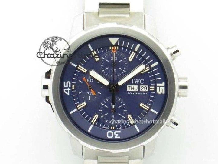 MIROTIME 1225 Pilot Chrono SS IW387809 ZF 1:1 Best Edition Silver Dial Blue Numbers On Blue Leather Strap A Lightweight 7263
